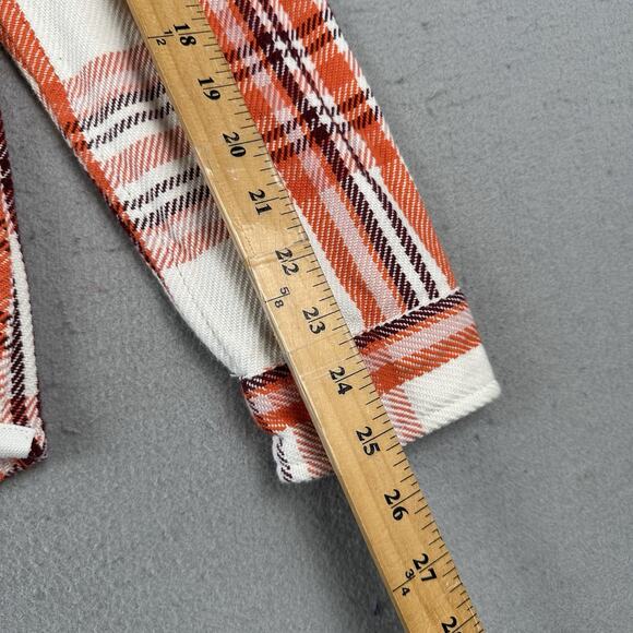 Outerknown Blanket Shirt Women’s M/L Orange Plaid Button Up Heavyweight - Picture 9 of 16